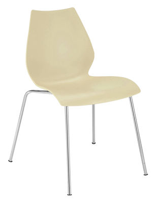Kartell Maui Stackable chair - Plastic seat & metal legs. Pale yellow
