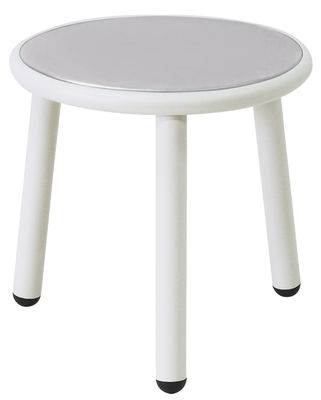 Emu Yard Coffee table - Ø 40 cm. White,Stainless steel