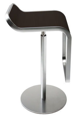 Lapalma Lem Adjustable bar stool - Pivoting wood seat. Wenge
