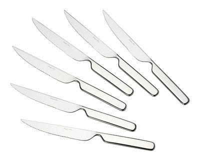 Serafino Zani Cinque Stelle Steak knife - Set of 6 - For steacks. Matt metal