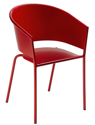 Fermob Idoles TNP Stackable armchair - By Christophe Pillet / Métal. Poppy red