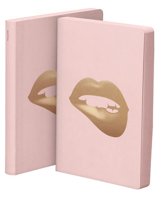 Nuuna Glossy lips Notepad - L - 256 pages. Pink,Gold