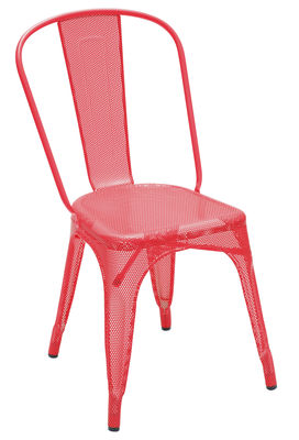 Tolix AA Stackable chair - Punched steel- Glossy colour. Red