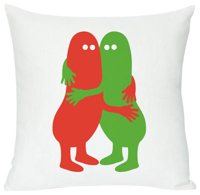 Domestic Two Cushion - Screen printed cushion made of linen & cotton. White,Red,Green