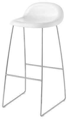 Gubi 3 Bar stool - H 75 cm - Plastic shell. White