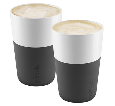 Eva Solo Cafe Latte Mug - Set of 2 - 360 ml. White,Carbon black