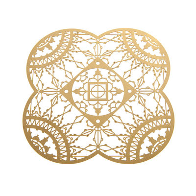 Driade Kosmo Petal Italic Lace Glass coaster - 10 x 10 cm - Set of 4. Golden brass