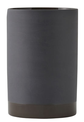 Menu Cylindrical Vase - Clay - H 15 cm. Dark grey