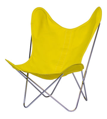 AA-New Design AA Butterfly Armchair - Cloth / Chromed structure. Buttercup