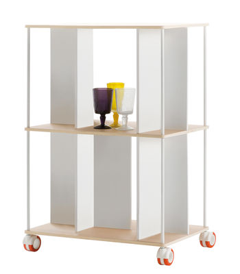 B-LINE Domino Shelf - On wheels - H 91 cm. White,Wood
