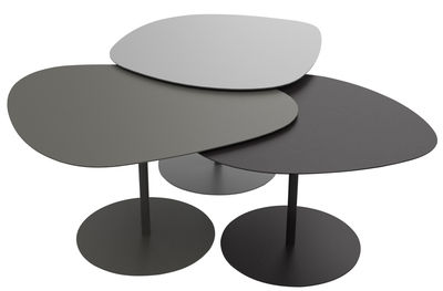 Matière Grise 3 Galets Coffee table. Black,Taupe,Alu grey