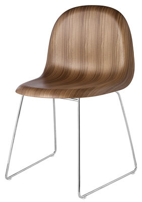 Gubi 1 Chair - Walnut shell & metal legs. Walnut