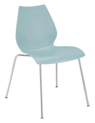 Kartell Maui Stackable chair - Plastic seat & metal legs. Light blue