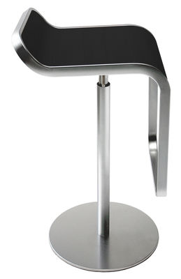 Lapalma Lem Adjustable bar stool - Pivoting wood seat. Laquered black