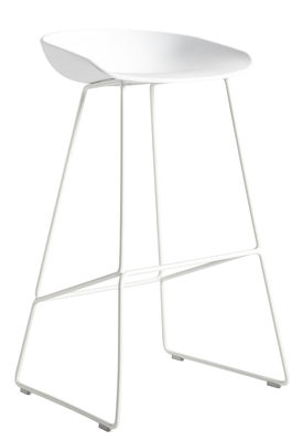 Hay About a stool Bar stool - H 65 cm - Steel sled base. White