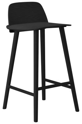 Muuto Nerd Bar chair - H 65 cm - Wood. Black
