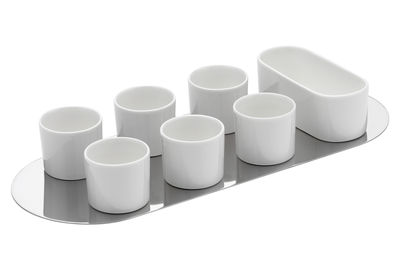 Serafino Zani Festa Bowl - Set of 7 bowls - Aperitif set. White,Matt metal