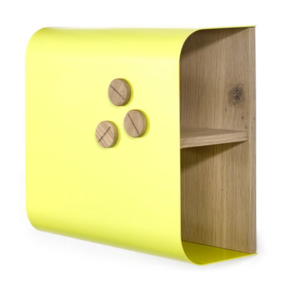Universo Positivo Shell Shelf - Magnetic board - 40 x 40 cm. Yellow,Natural oak
