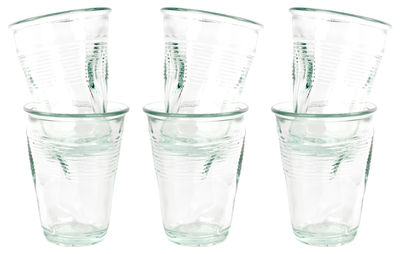 Rob Brandt - Pop Corn Crushed glass Cup - set of 6. Transparent