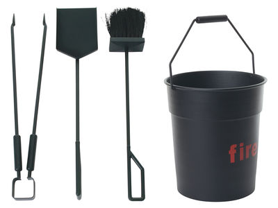 ENOstudio Fire Tool Chimney set - 1 bucket + 3 accessories. Black