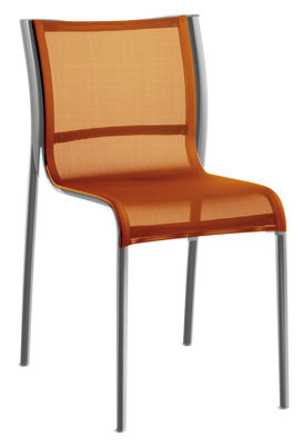 Magis Paso Doble Stackable chair - Fabric / Polished aluminium. Orange,Chromed