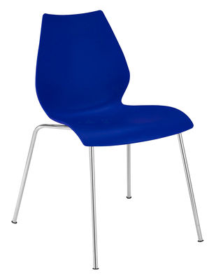 Kartell Maui Stackable chair - Plastic seat & metal legs. Navy blue