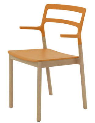 De Padova Florinda Stackable armchair - Wood & plastic. Orange