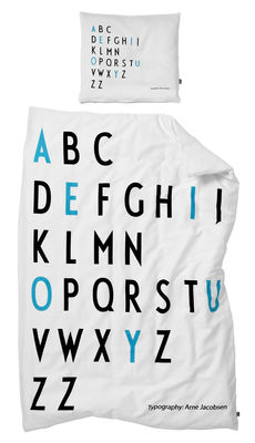 Design Letters Arne Jacobsen Lid bedlinen set - 100 x 140 cm. White,Black,Turquoise
