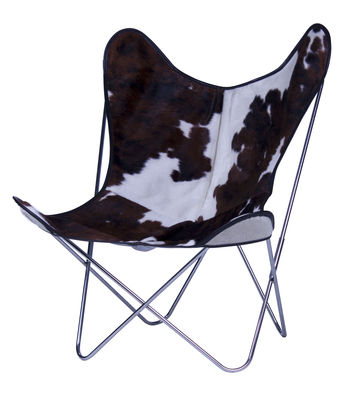 AA-New Design AA Butterfly Armchair - Leather / Chromed structure. White,Brown