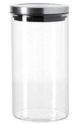 Leonardo Comodo Airtight jar. Transparent,Glossy metal