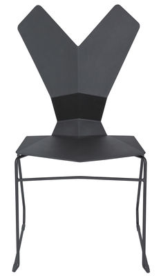 Tom Dixon Y Stackable chair - Plastic seat & metal sledge leg. Black