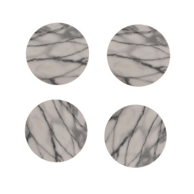 & klevering Marble Glass coaster - Set of 4. White,Grey