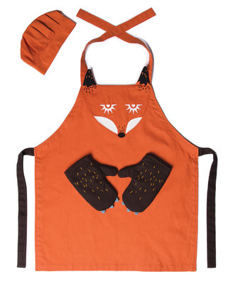 Pa Design Kooroom Friends Kid apron - 5 oven gloves + 1 chefs hat. Orange