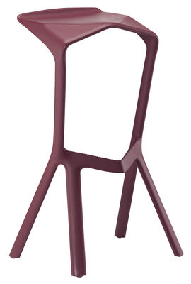 Plank Miura Bar stool - H 78 cm - Plastic. Dark red