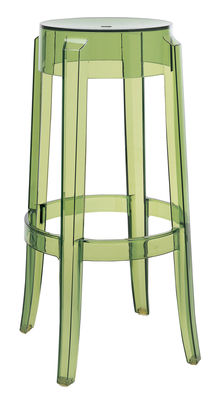 Kartell Charles Ghost Bar stool - H 75 cm - Plastic. Green