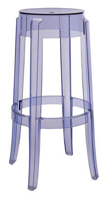 Kartell Charles Ghost Bar stool - H 75 cm - Plastic. Sky blue