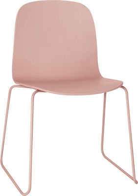 Muuto Visu Stackable chair - Wood / Sledge leg. Pink