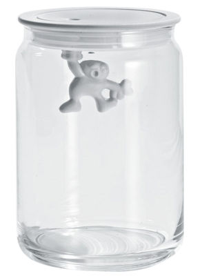 A di Alessi Gianni a little man holding on tight Airtight jar - 90 cl. White