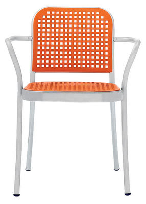 De Padova Silver Armchair - Aluminium & plastic. Orange,Satin aluminium