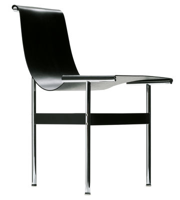 ICF New york Chair - / Leather - 1952 Reissue. Black,Chromed