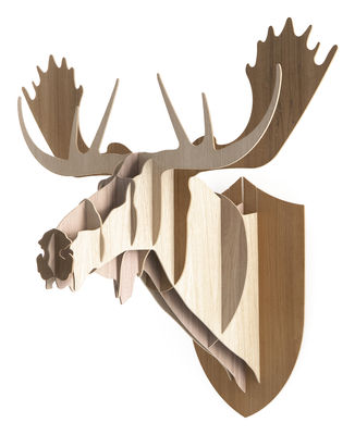 Moustache Trophy - Moose - H 86 cm / 3 colours. Dark wood,Light wood