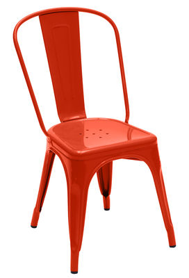 Tolix A Stackable chair - Steel - Shinny colour. Orange