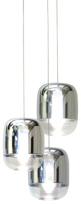 Prandina Gong Mini LED Pendant - Ø 13 x H 16 cm - Set de 3. Silver,Transparent