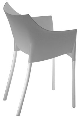 Kartell Dr. No Stackable armchair - Plastic & metal legs. Grey