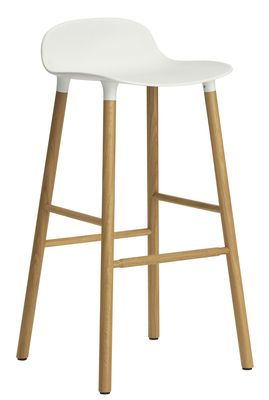 Normann Copenhagen Form Bar stool - H 75 cm / Oak leg. White,Oak