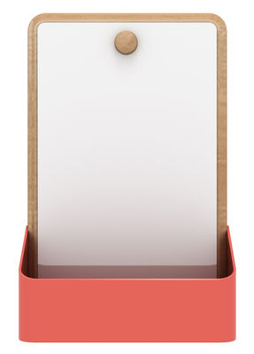 Universo Positivo Pin Box Miroir Wall storage - W 18 x H 28 cm. Red,Natural oak