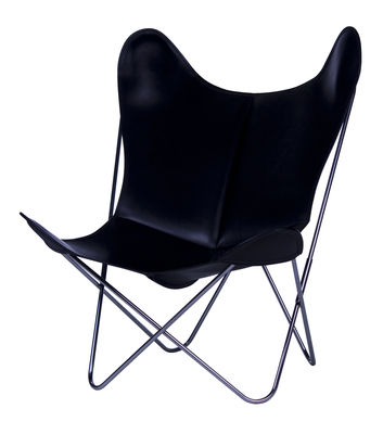 AA-New Design AA Butterfly Armchair - Leather / Chromed structure. Black