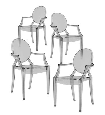 Kartell Louis Ghost Stackable armchair - Polycarbonate - Set of 4. Smoke