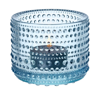 Iittala Kastehelmi Candle holder - H 6,4 cm. Light blue