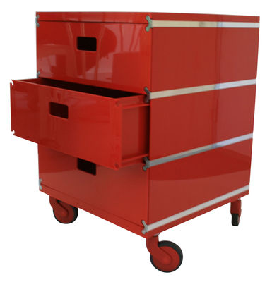 Magis Plus Unit Mobile container - 3 drawers - On wheels. Red